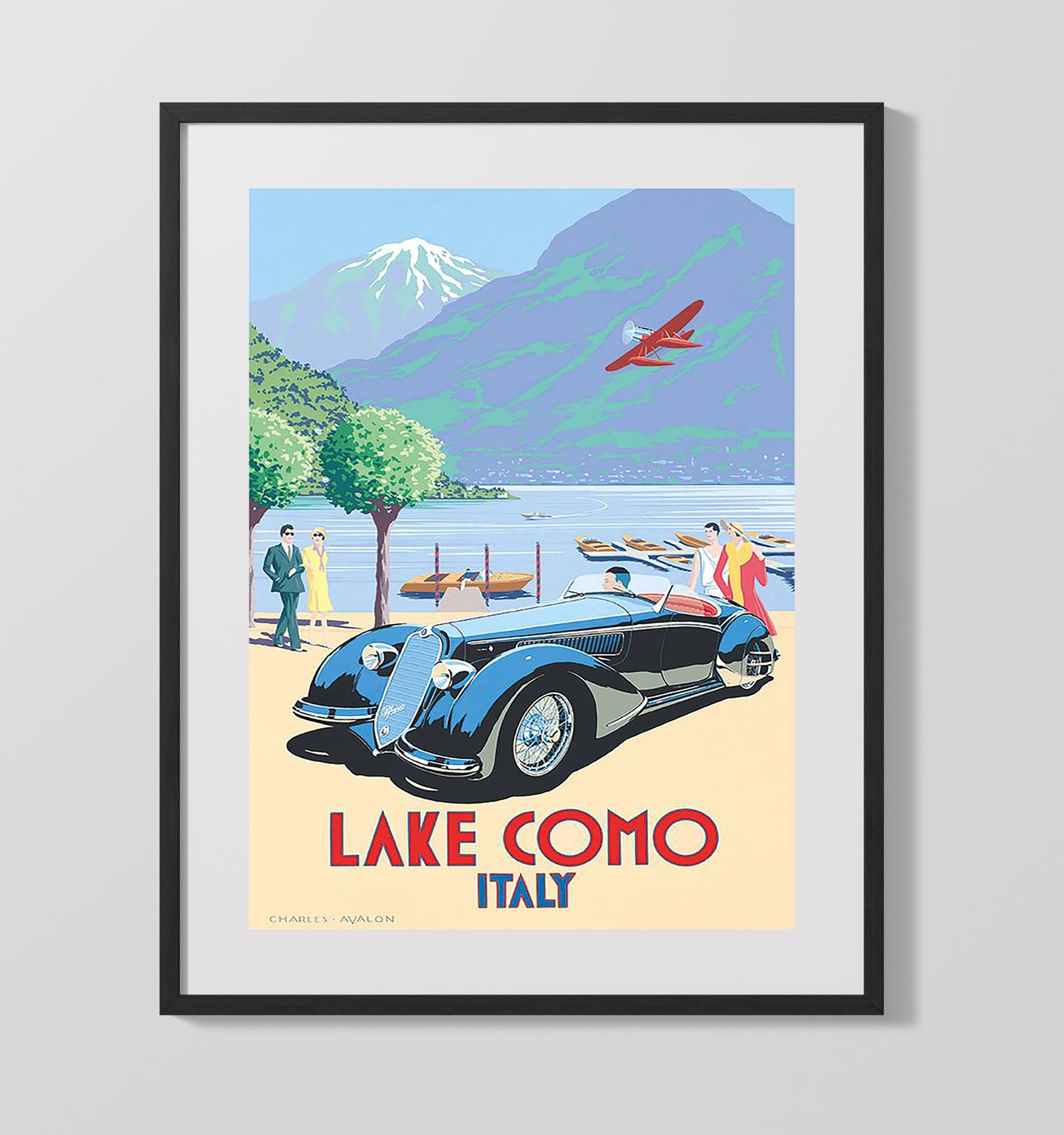 Lake Como Italy Vintage Travel Print 16x20 Gallery Frame travel wall art print