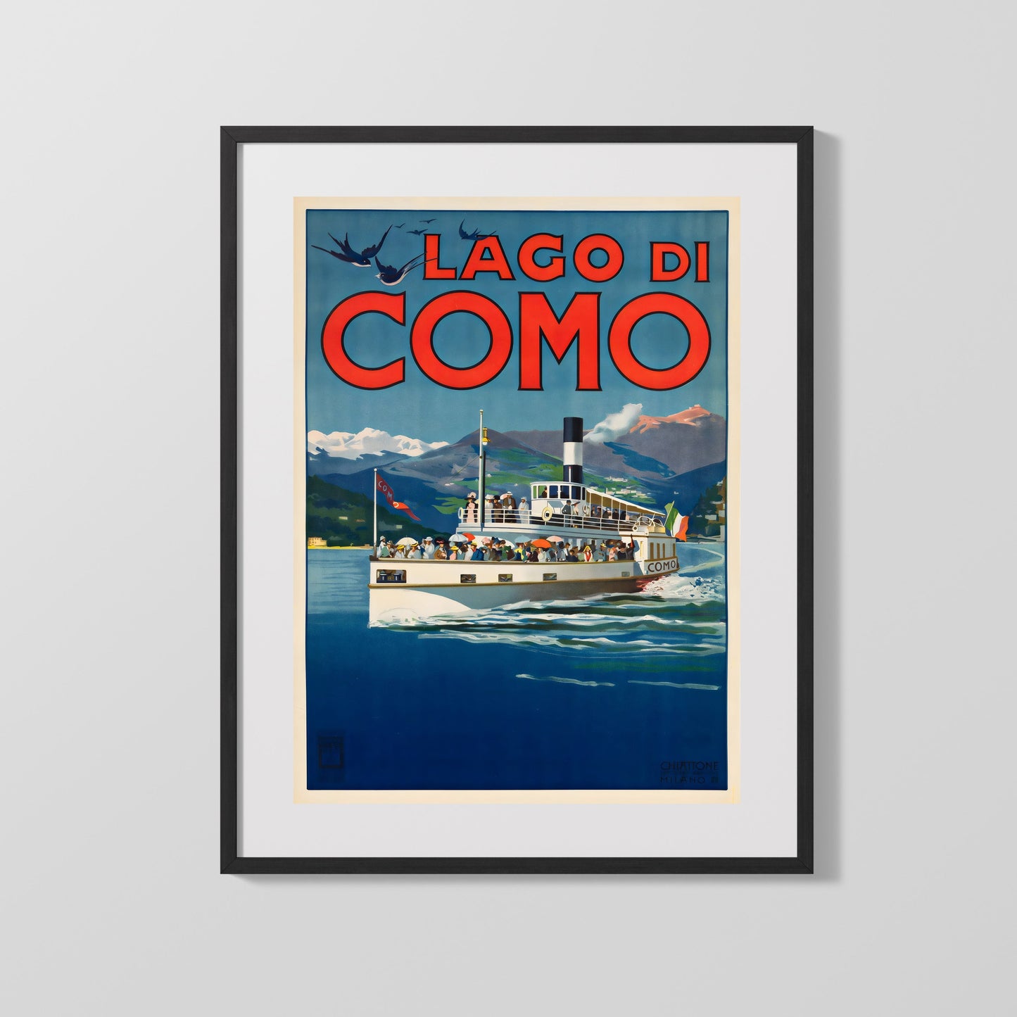 Classic Travel Poster - Lake Como Italy - By Boat