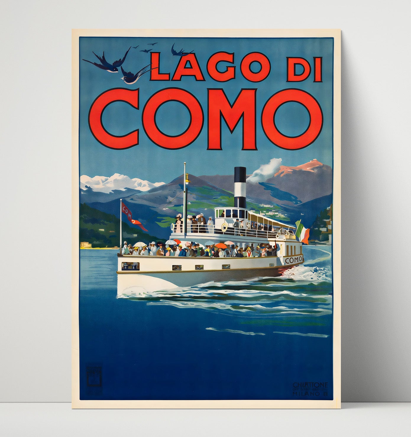 Lake Como Italy By Boat Vintage Travel Print 16x20 Unframed Print travel wall art print