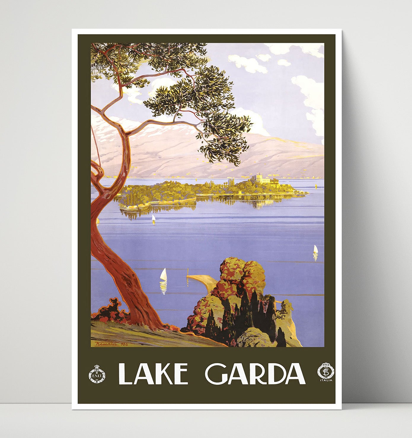Lake Garda Italia Vintage Travel Print 16x20 Unframed Print travel wall art print
