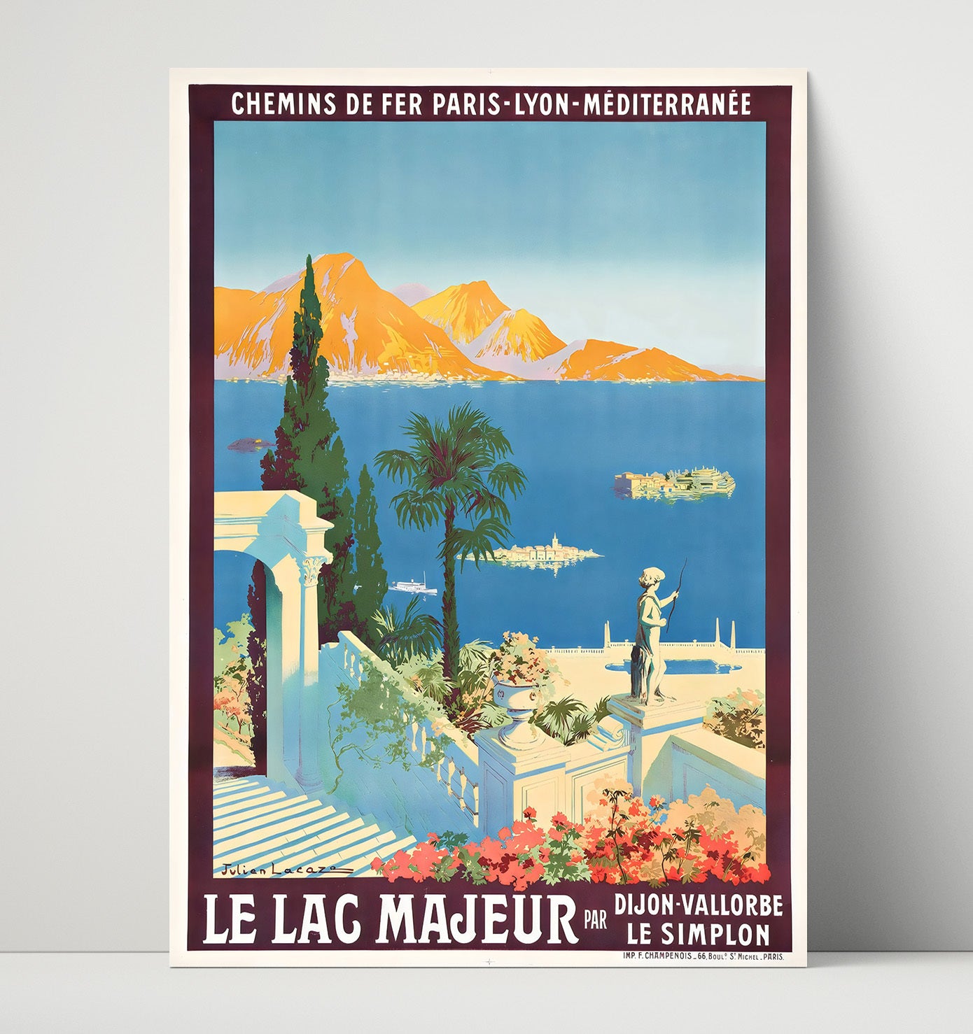 Lake Maggiore Italian Lakes Vintage Travel Print 16x20 Unframed Print travel wall art print