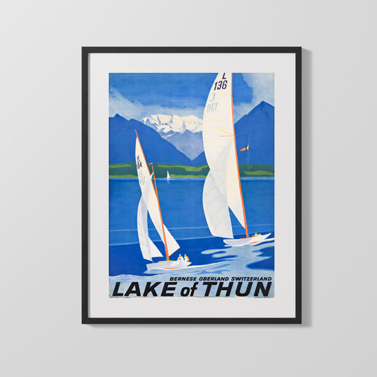 Classic Travel Poster - Lake of Thun - Switzerland