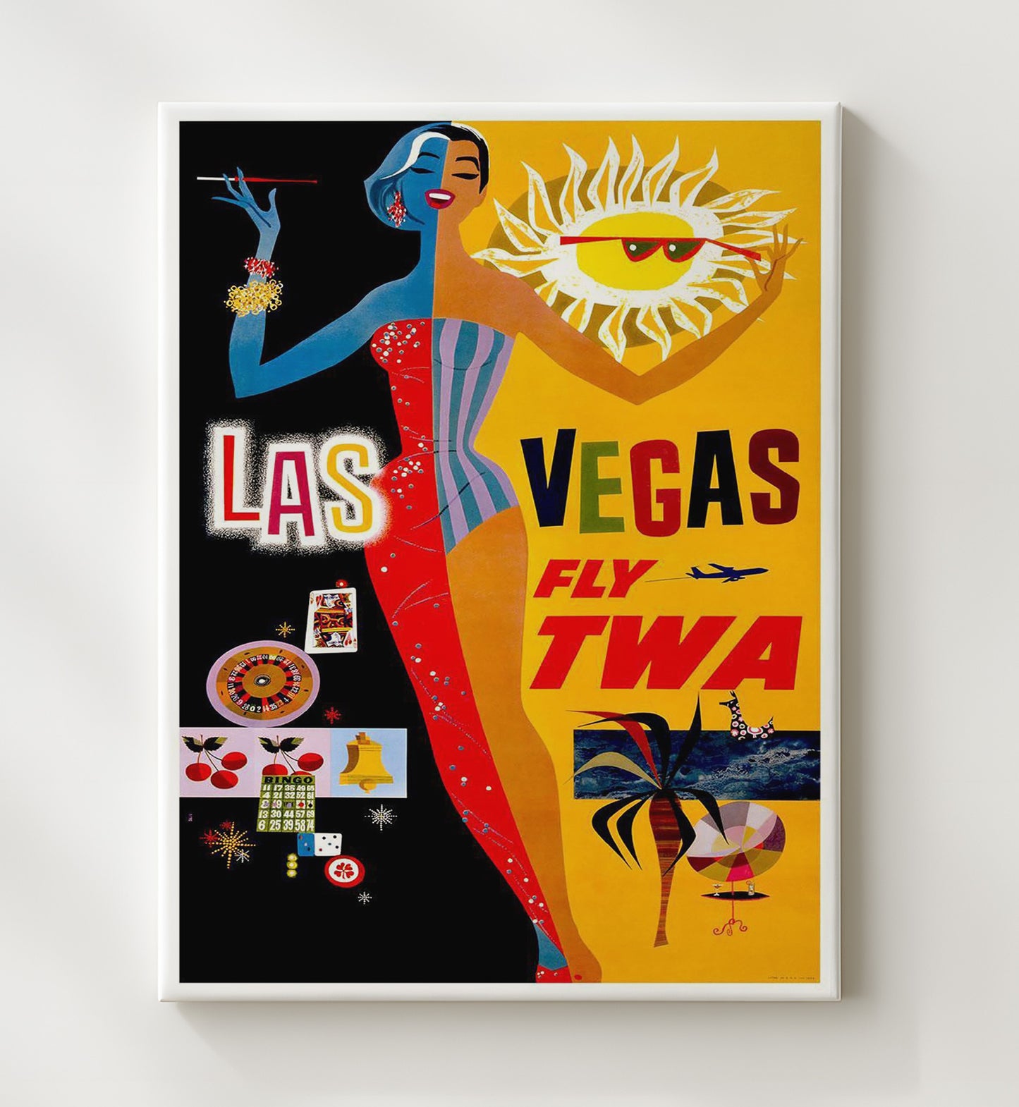 Las Vegas Fly TWA Vintage Travel Print 20x24 Canvas travel wall art print