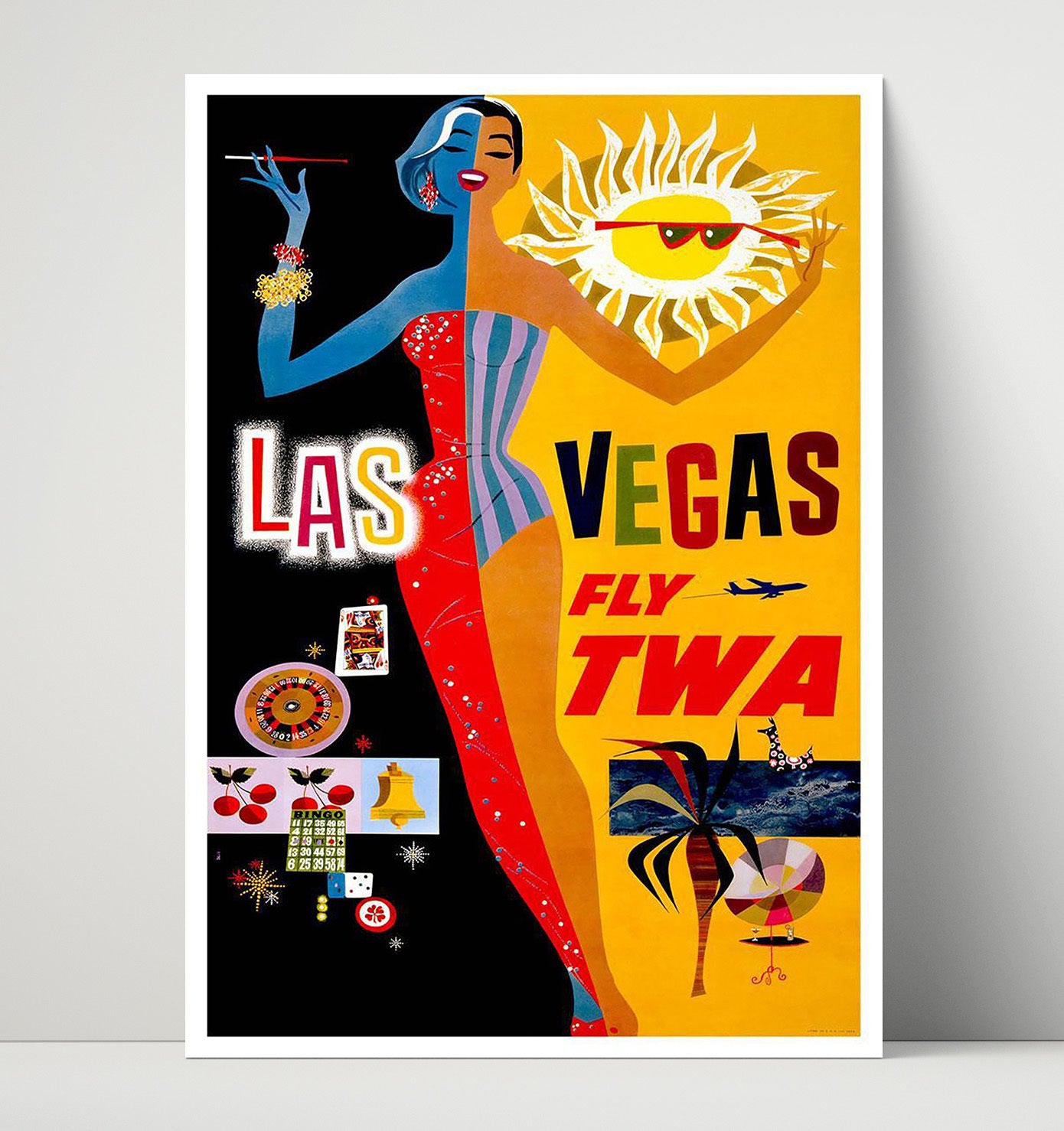 Las Vegas Fly TWA Vintage Travel Print 16x20 Unframed Print travel wall art print