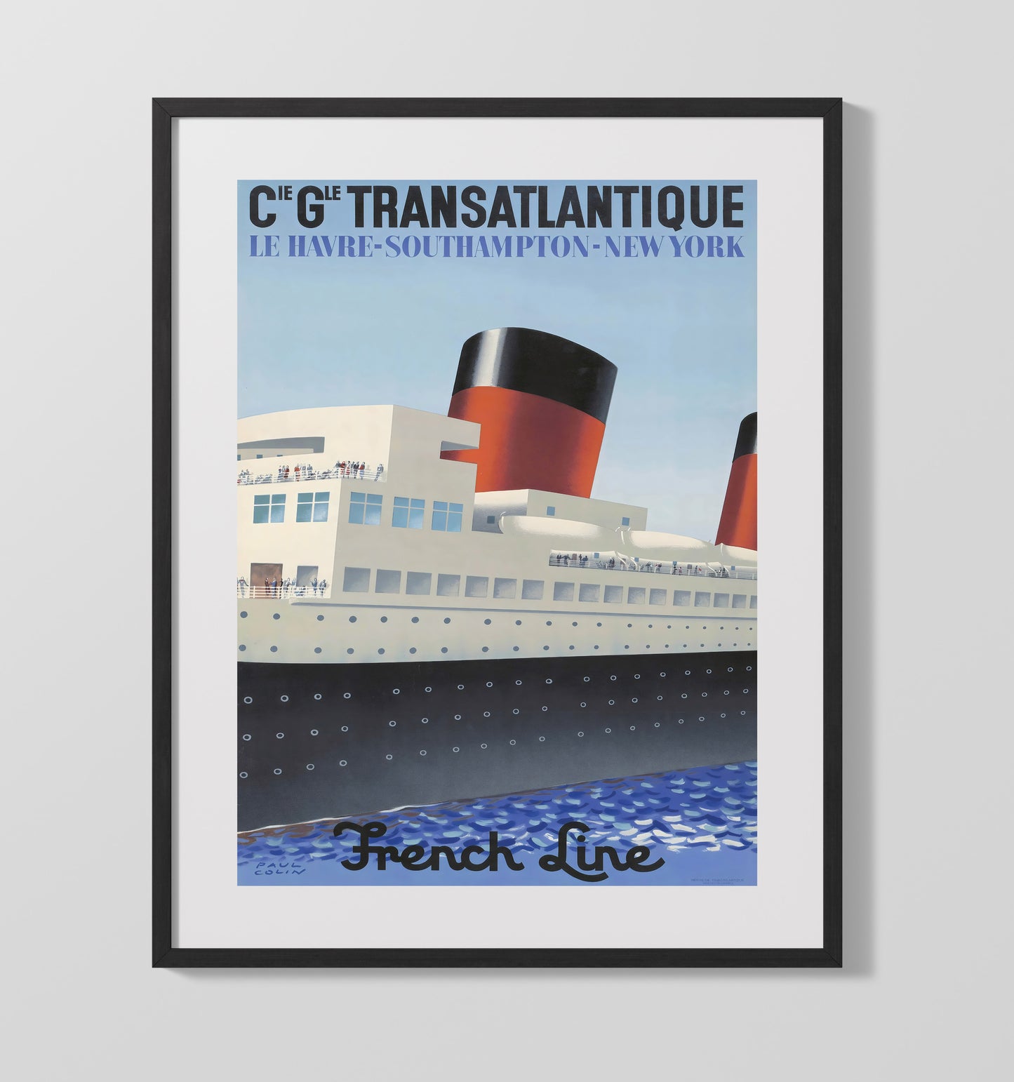 Le Havre Transatlantique Vintage Travel Print 16x20 Gallery Frame travel wall art print