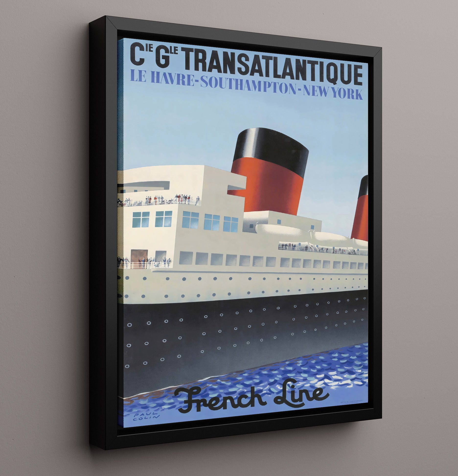 Le Havre Transatlantique Vintage Travel Print 16x20 Framed Canvas travel wall art print
