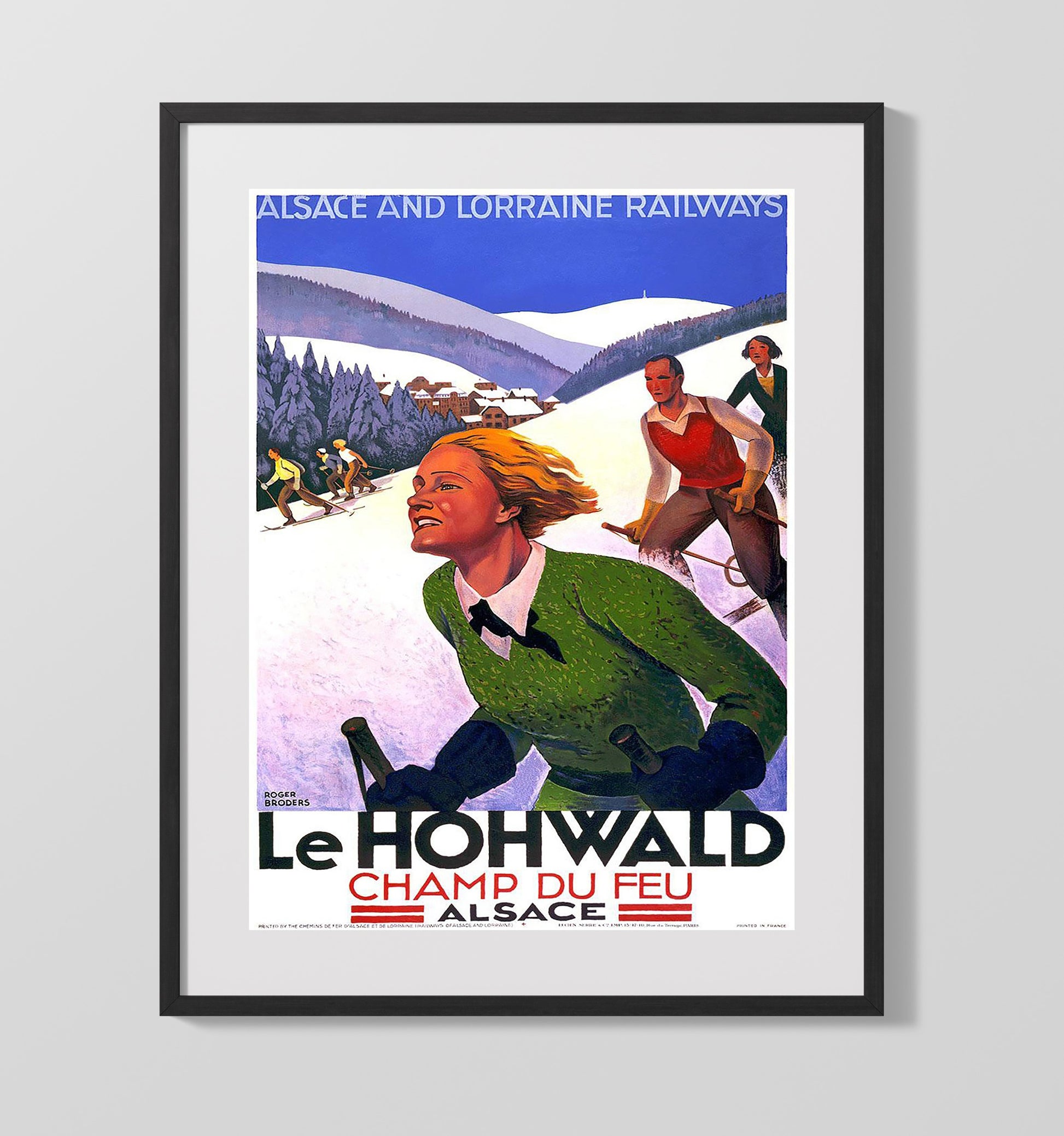 Le Hohwald Alsace Vintage Travel Print 16x20 Gallery Frame travel wall art print
