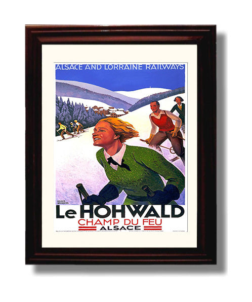 Le Hohwald Alsace Vintage Travel Print 8x10 Beveled Frame travel wall art print