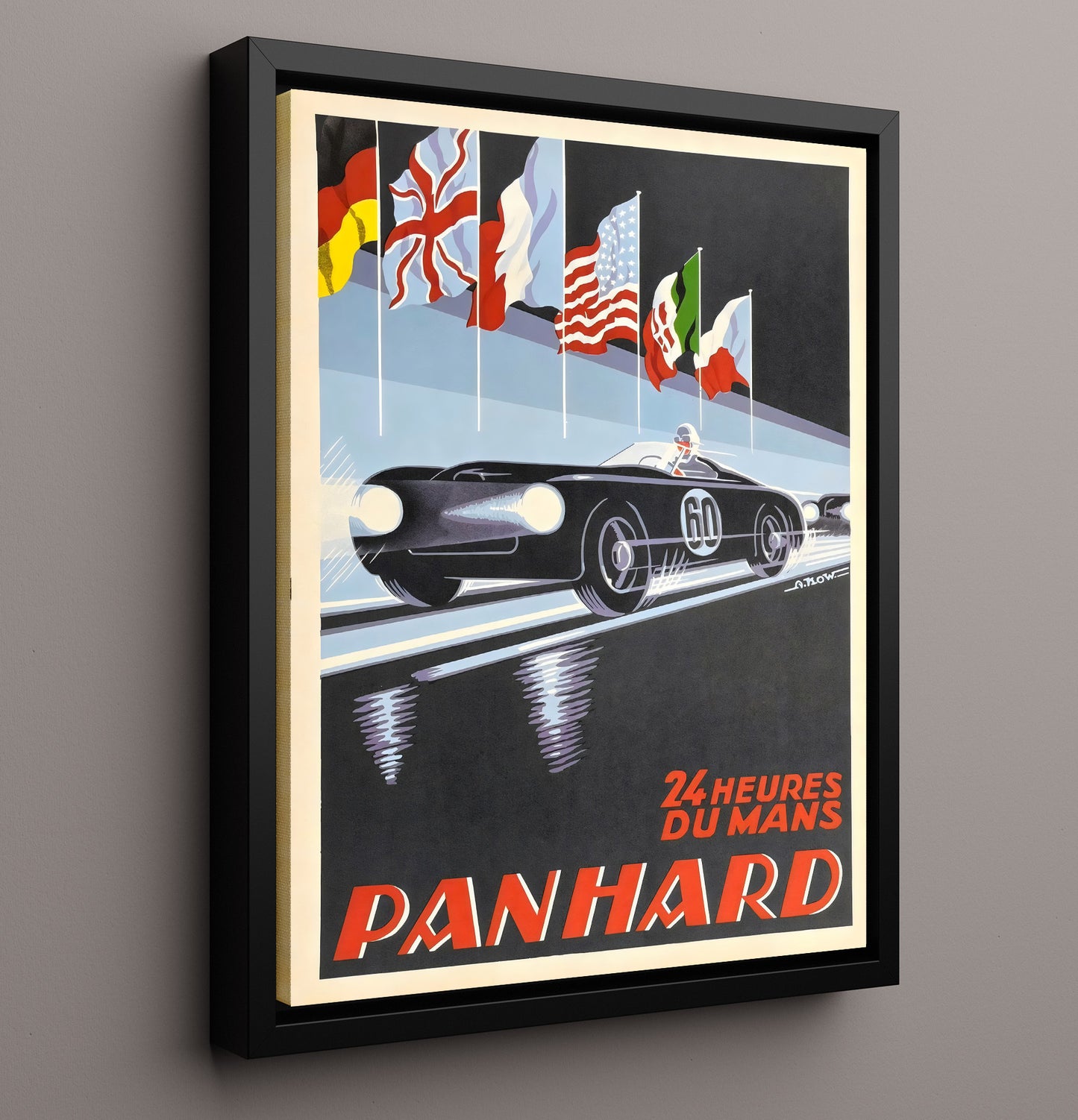 Le Mans Panhard 24 Heures Vintage Travel Print 16x20 Framed Canvas travel wall art print