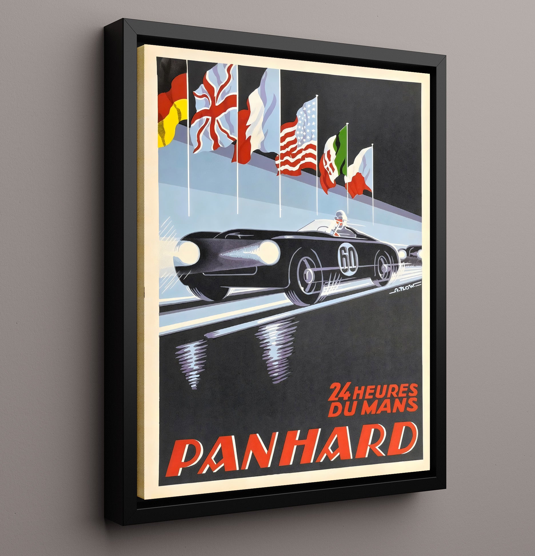 Le Mans Panhard 24 Heures Vintage Travel Print 16x20 Framed Canvas travel wall art print