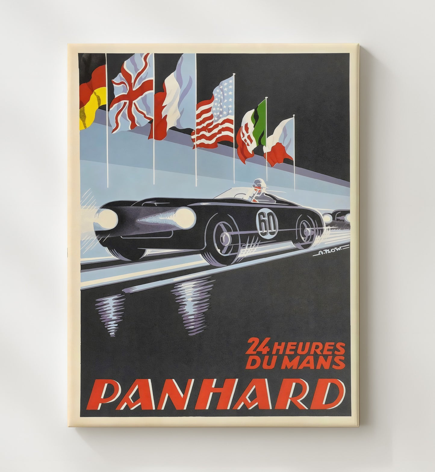 Le Mans Panhard 24 Heures Vintage Travel Print 20x24 Canvas travel wall art print