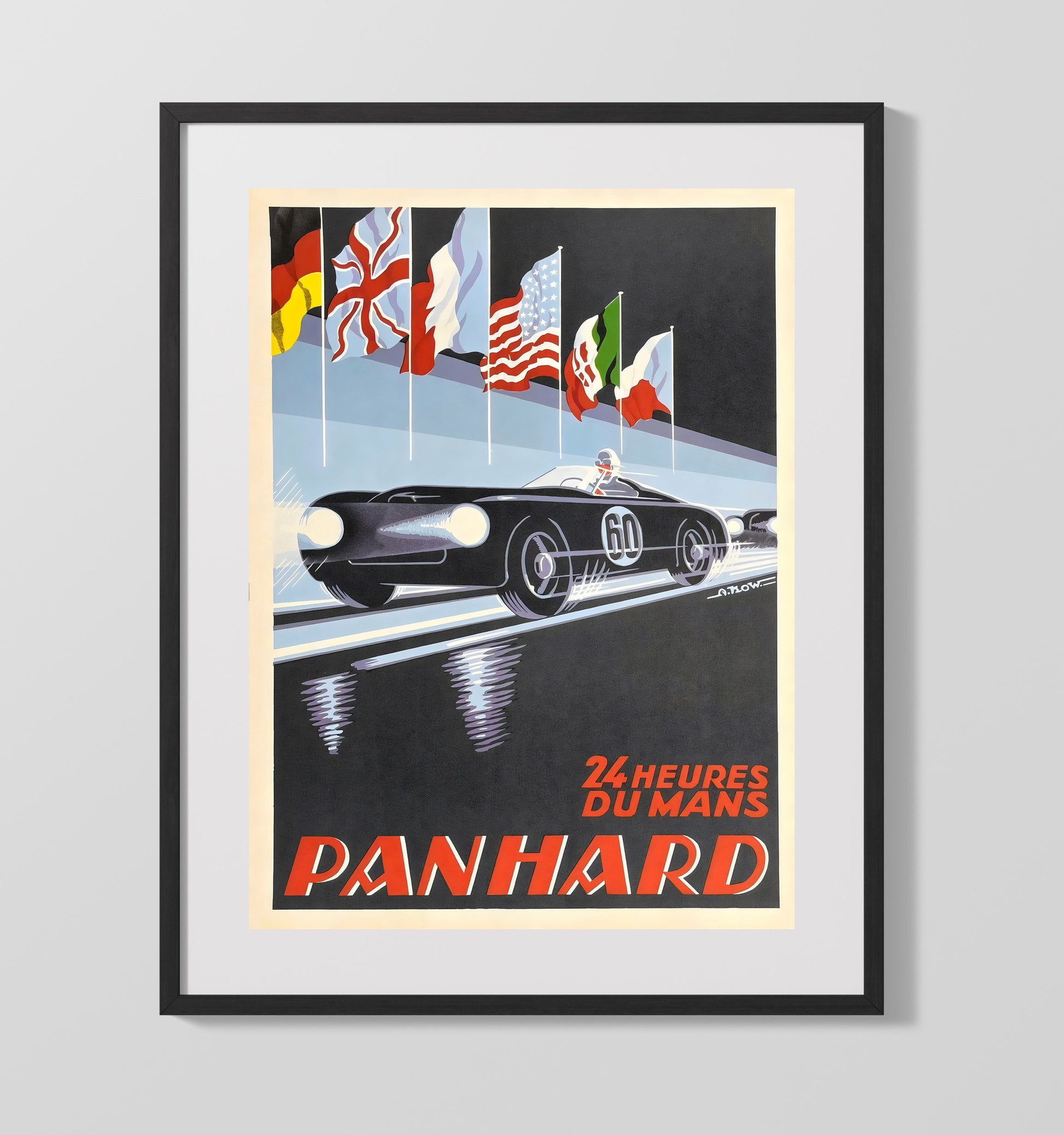 Le Mans Panhard 24 Heures Vintage Travel Print 16x20 Gallery Frame travel wall art print