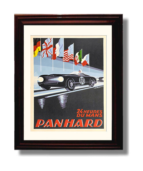 Le Mans Panhard 24 Heures Vintage Travel Print 8x10 Beveled Frame travel wall art print
