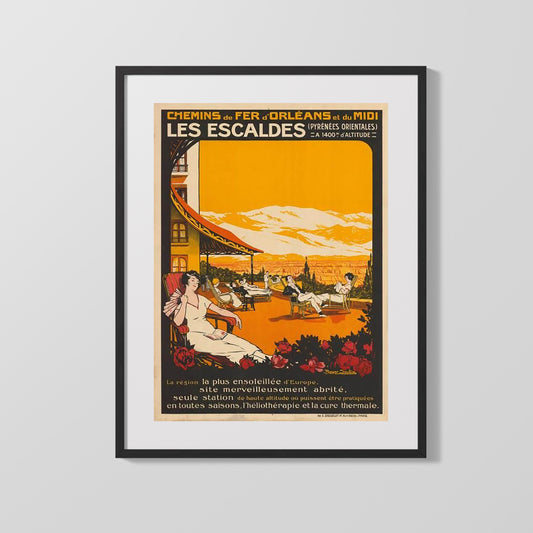Classic Travel Poster - Les Escaldes - Pyrenees