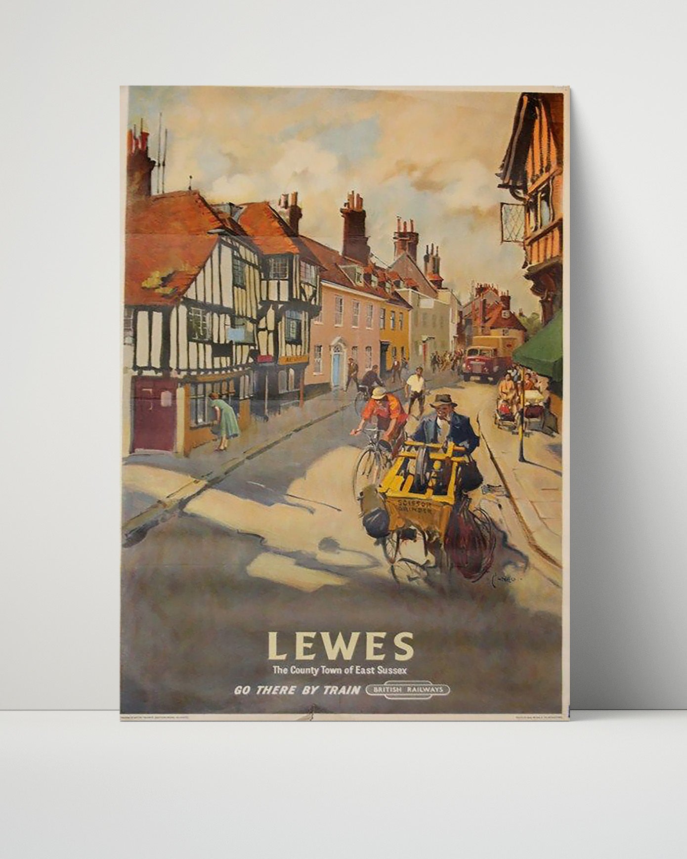 Classic Travel Poster - Lewes - High Street by Train