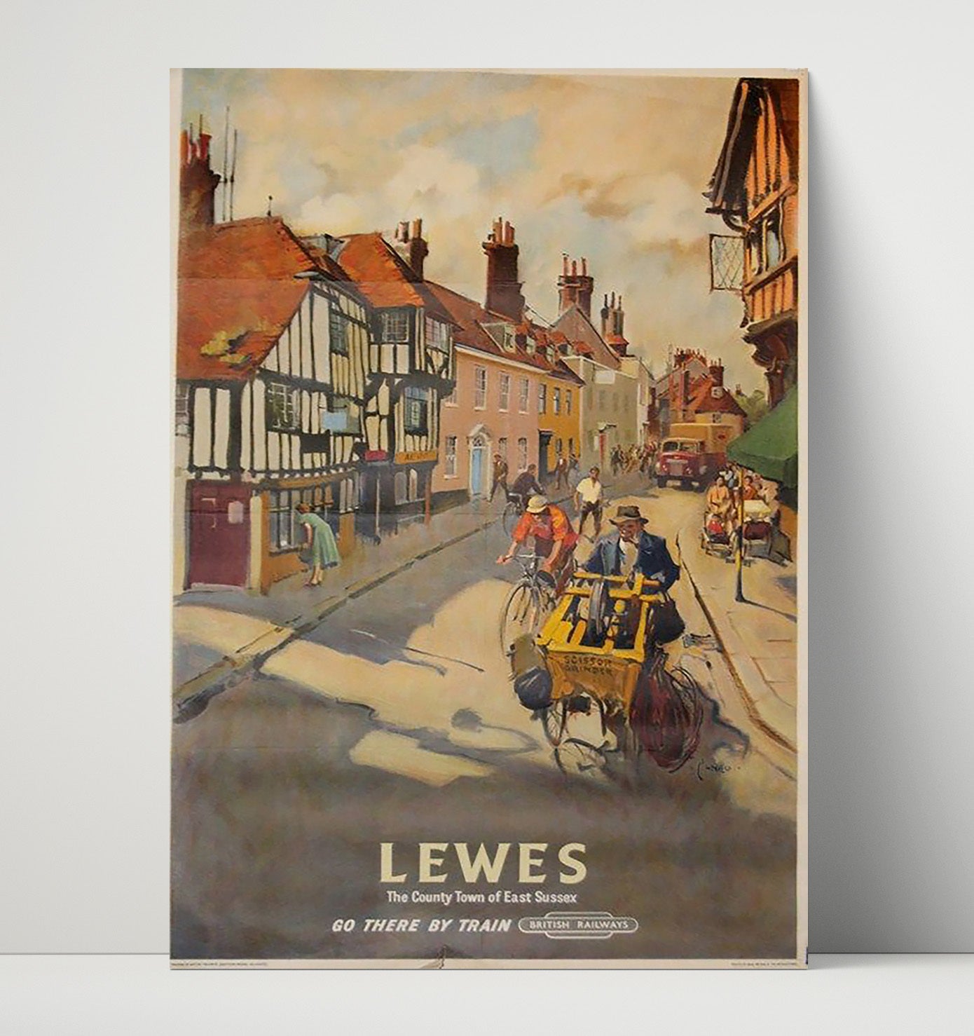 Lewes High Street by Train Vintage Travel Print 16x20 Unframed Print travel wall art print