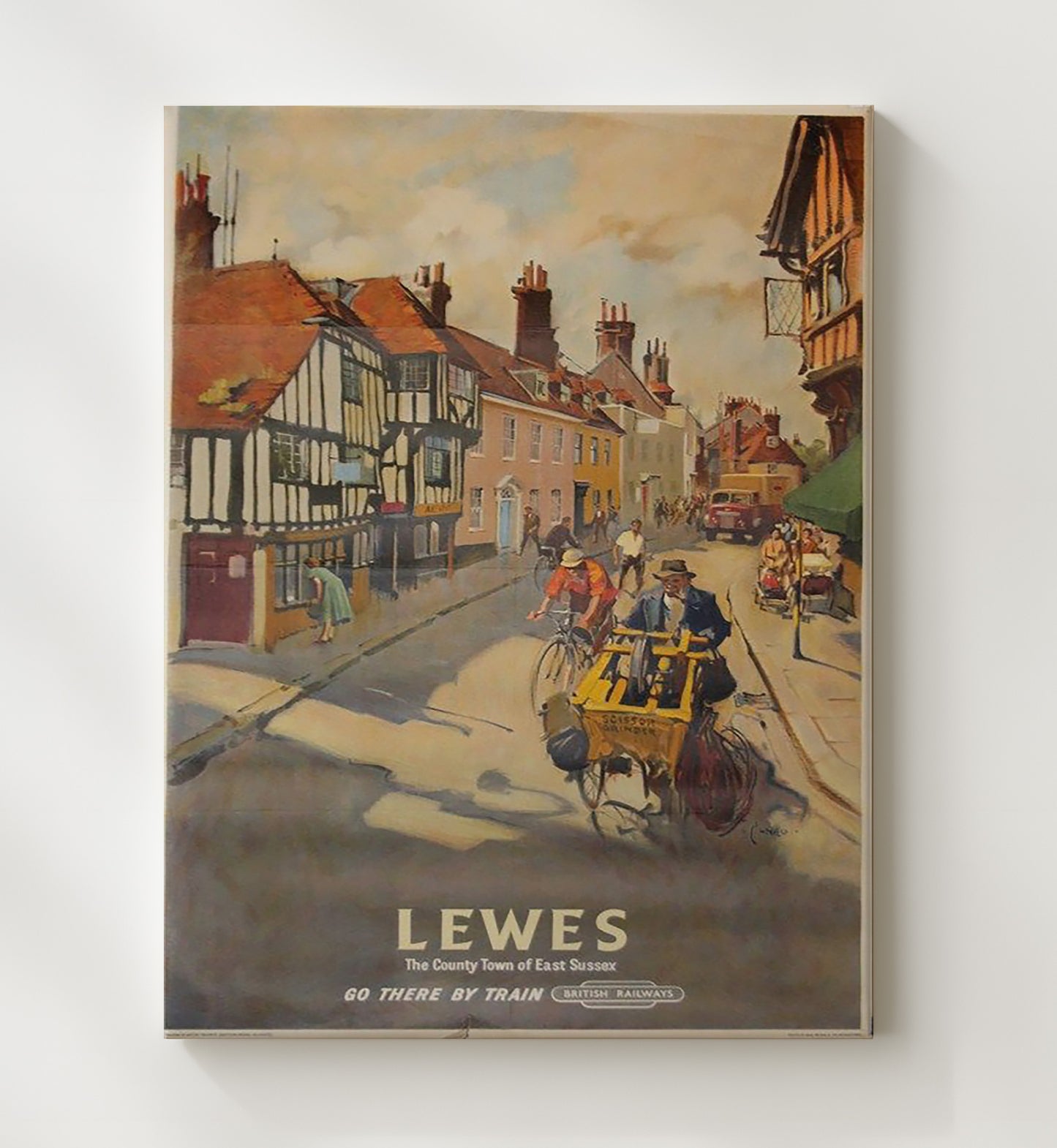 Lewes High Street by Train Vintage Travel Print 20x24 Canvas travel wall art print