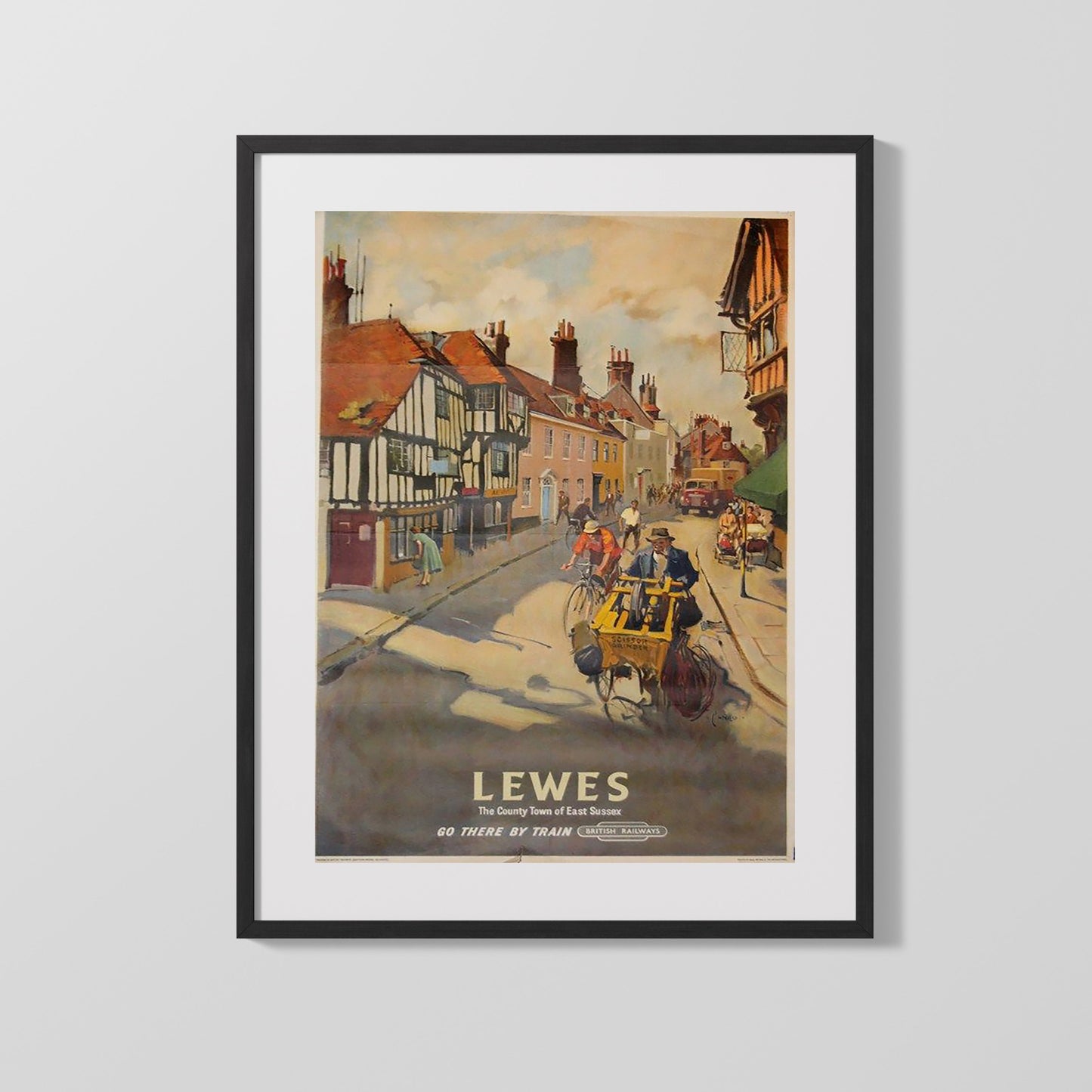 Classic Travel Poster - Lewes - High Street by Train
