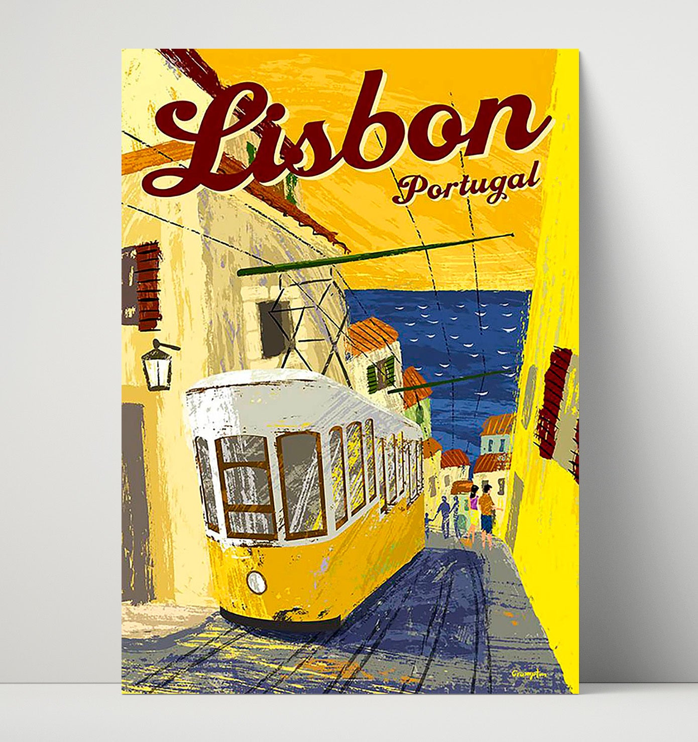 Lisbon Portugal Vintage Travel Print 16x20 Unframed Print travel wall art print