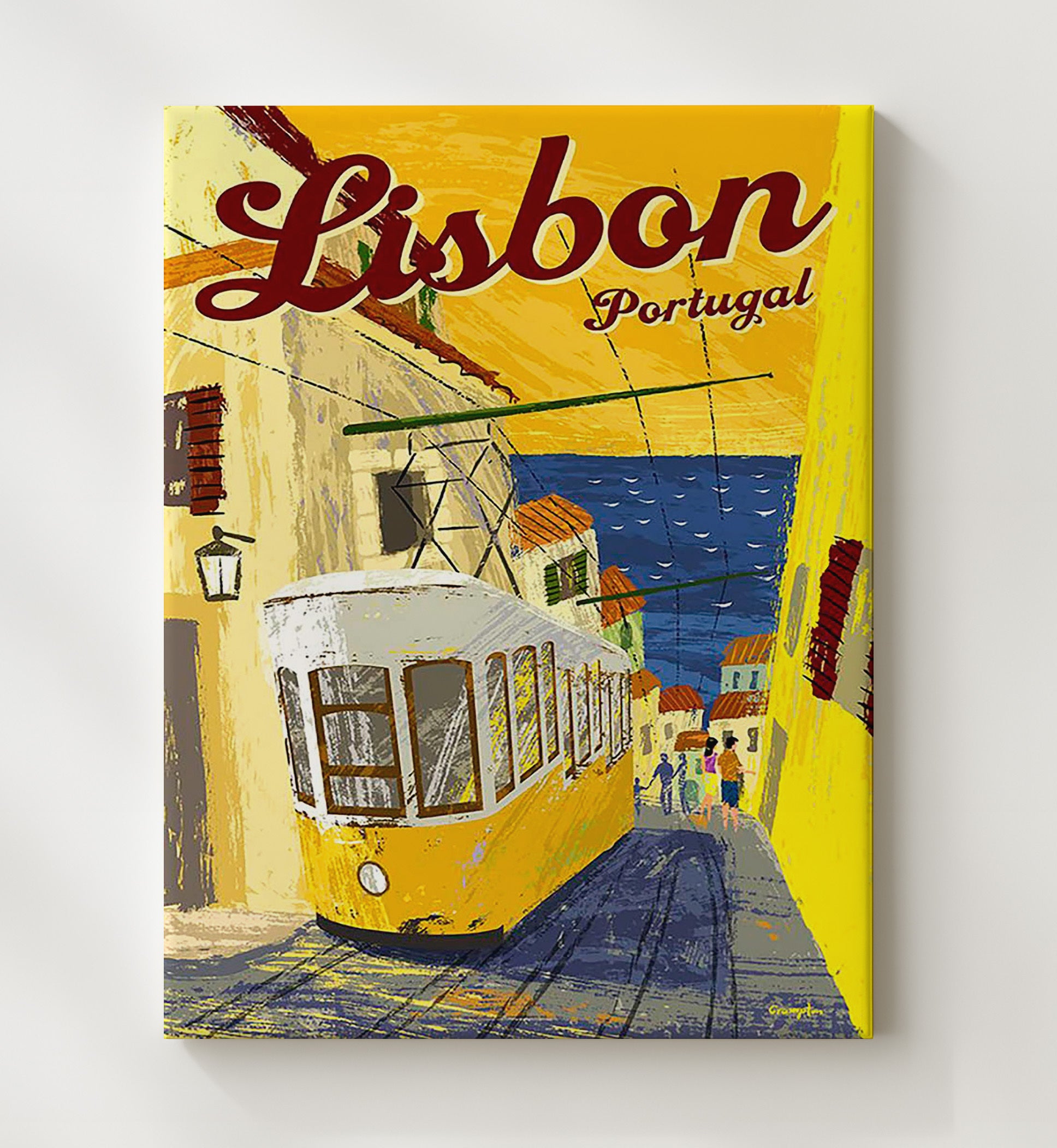 Lisbon Portugal Vintage Travel Print 20x24 Canvas travel wall art print