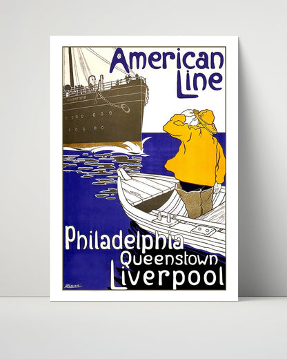 Classic Travel Unframed Poster -  Liverpool - American Line Ship Haverford