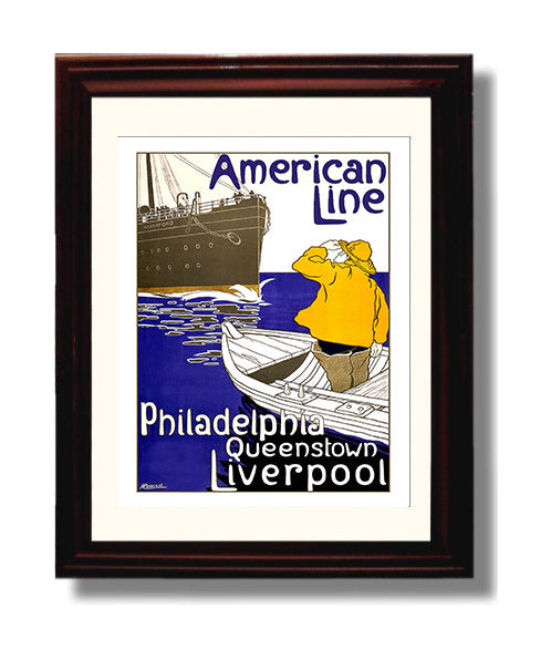 Liverpool American Line Ship Haverford travel poster wall art 8x10 Canvas