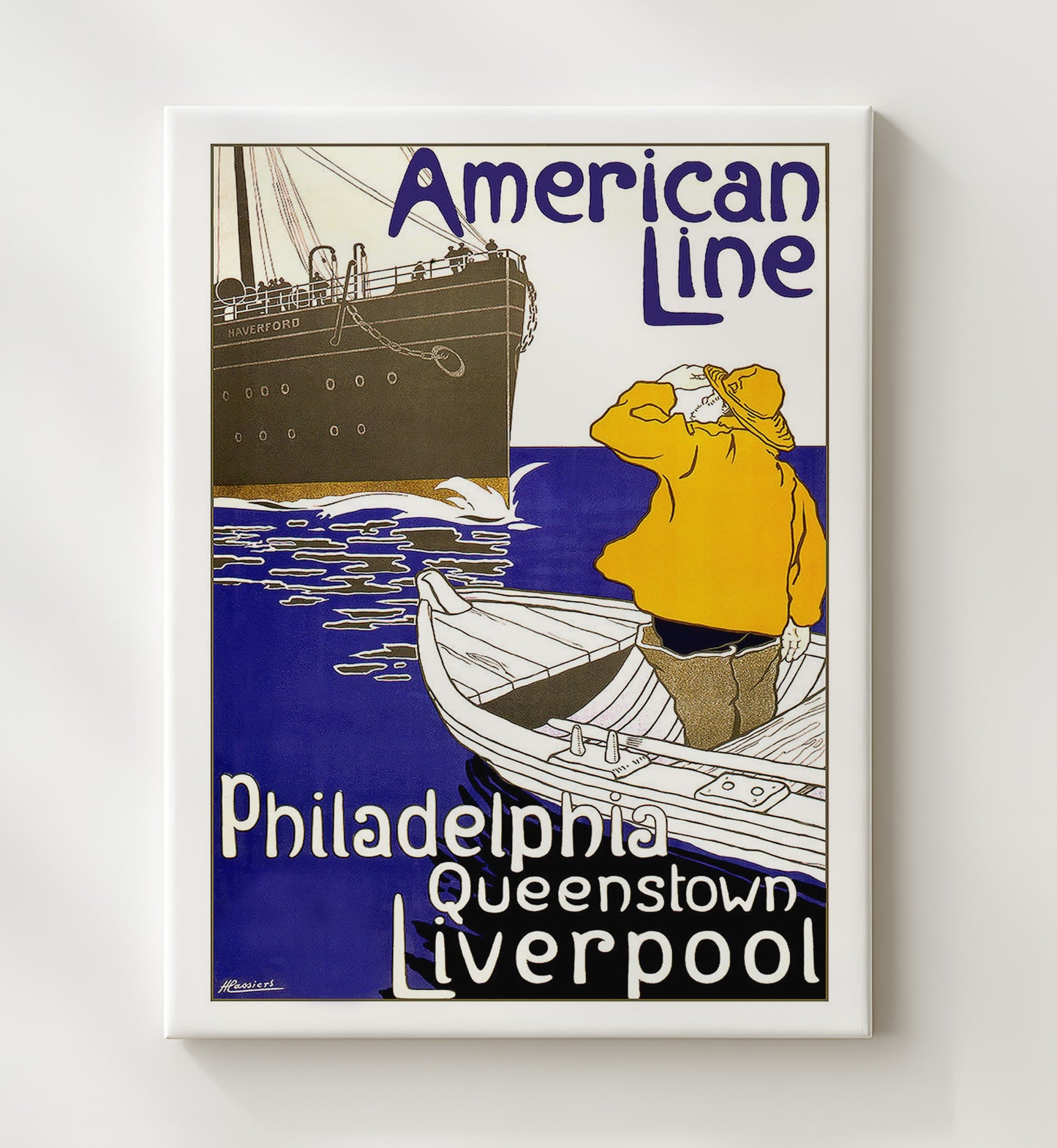 Liverpool American Line Ship Haverford Vintage Travel Print 20x24 Canvas travel wall art print