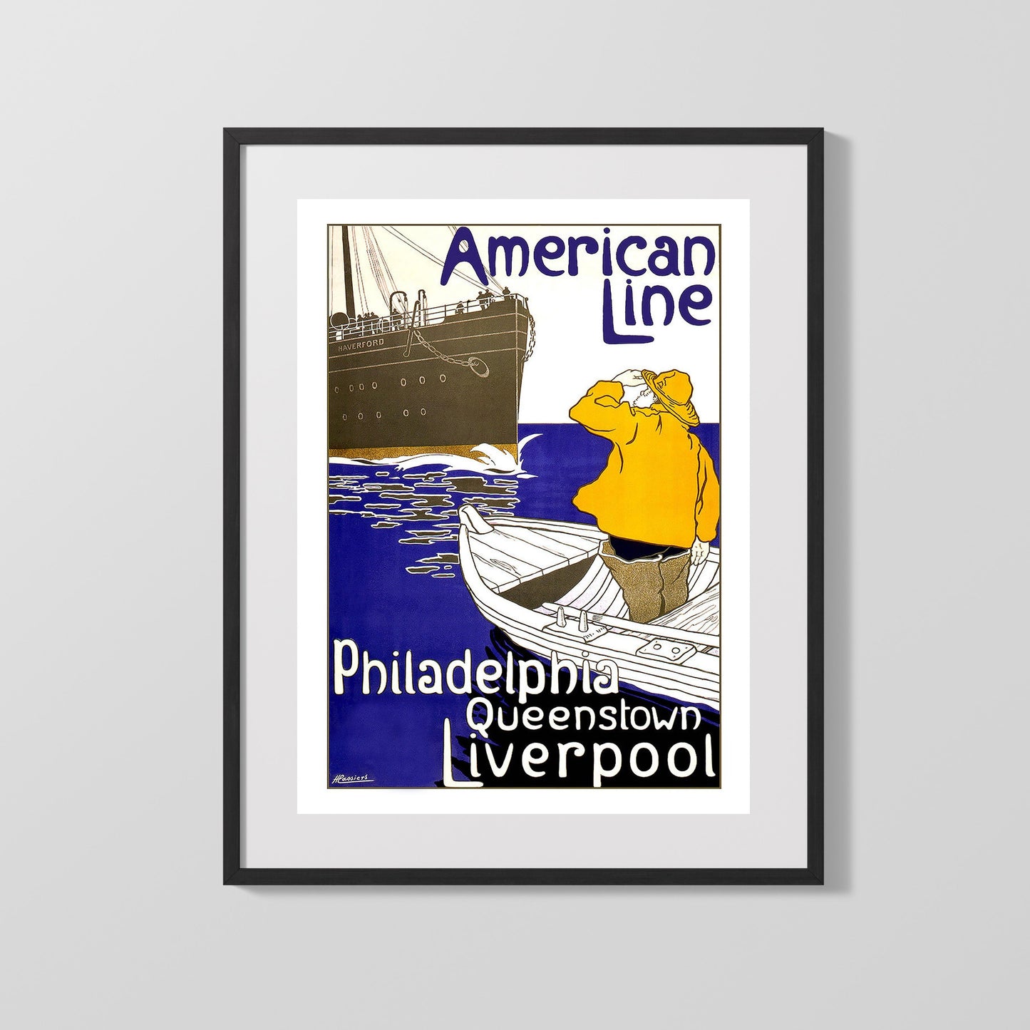 Classic Travel Poster - Liverpool - American Line Ship Haverford