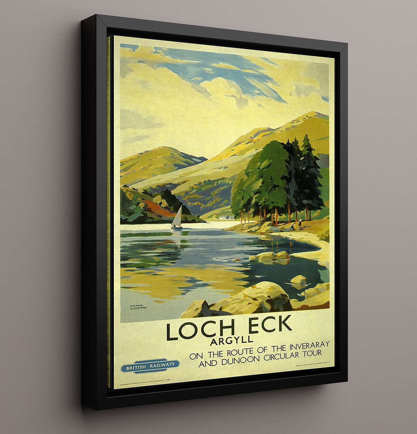 Loch Eck Argyll Railway Vintage Travel Print 16x20 Framed Canvas travel wall art print