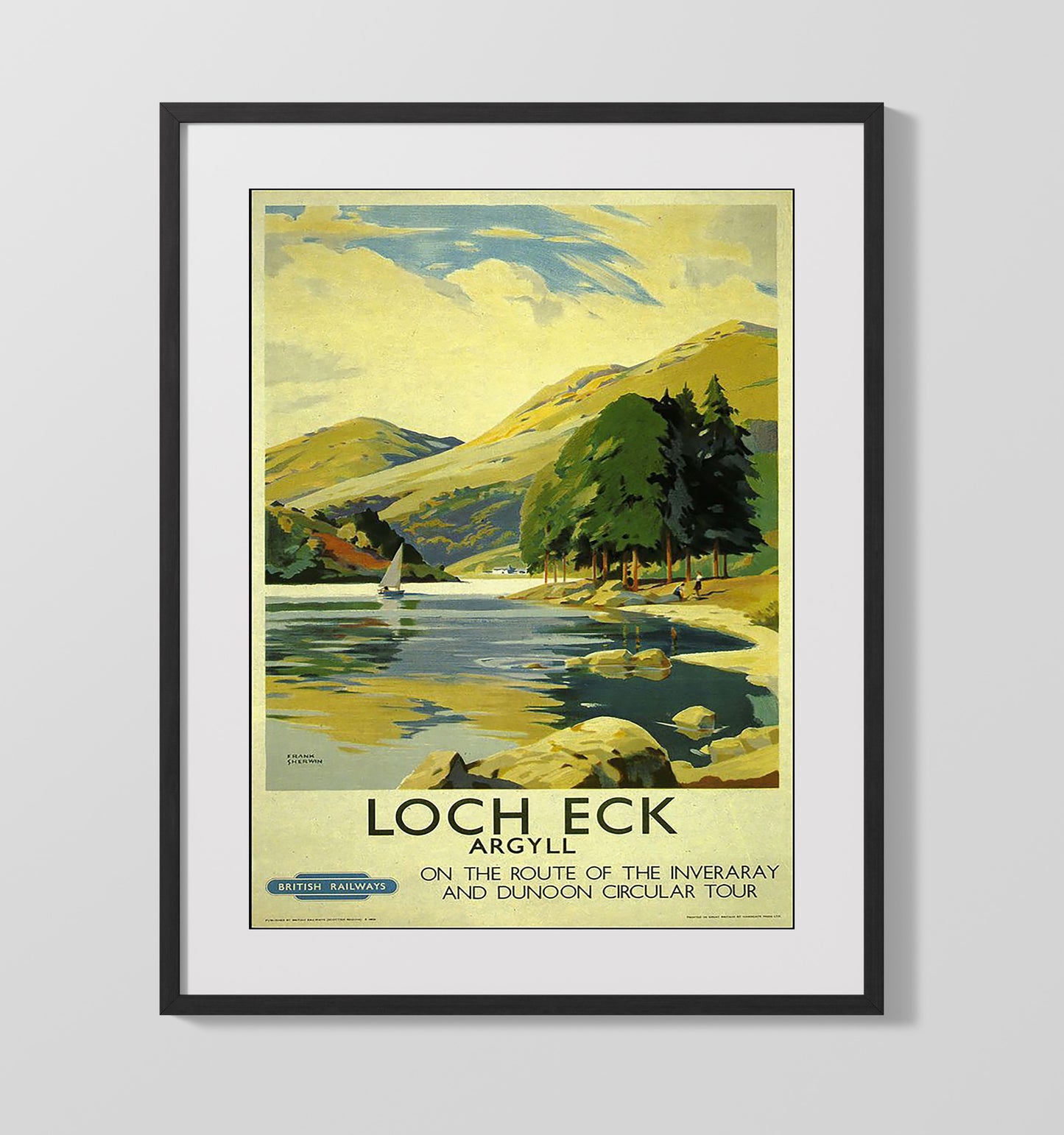 Loch Eck Argyll Railway Vintage Travel Print 16x20 Gallery Frame travel wall art print