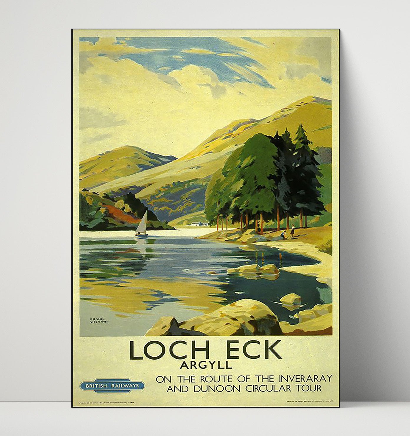 Loch Eck Argyll Railway Vintage Travel Print 16x20 Unframed Print travel wall art print