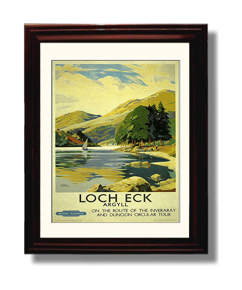 Loch Eck Argyll Railway Vintage Travel Print 8x10 Beveled Frame travel wall art print