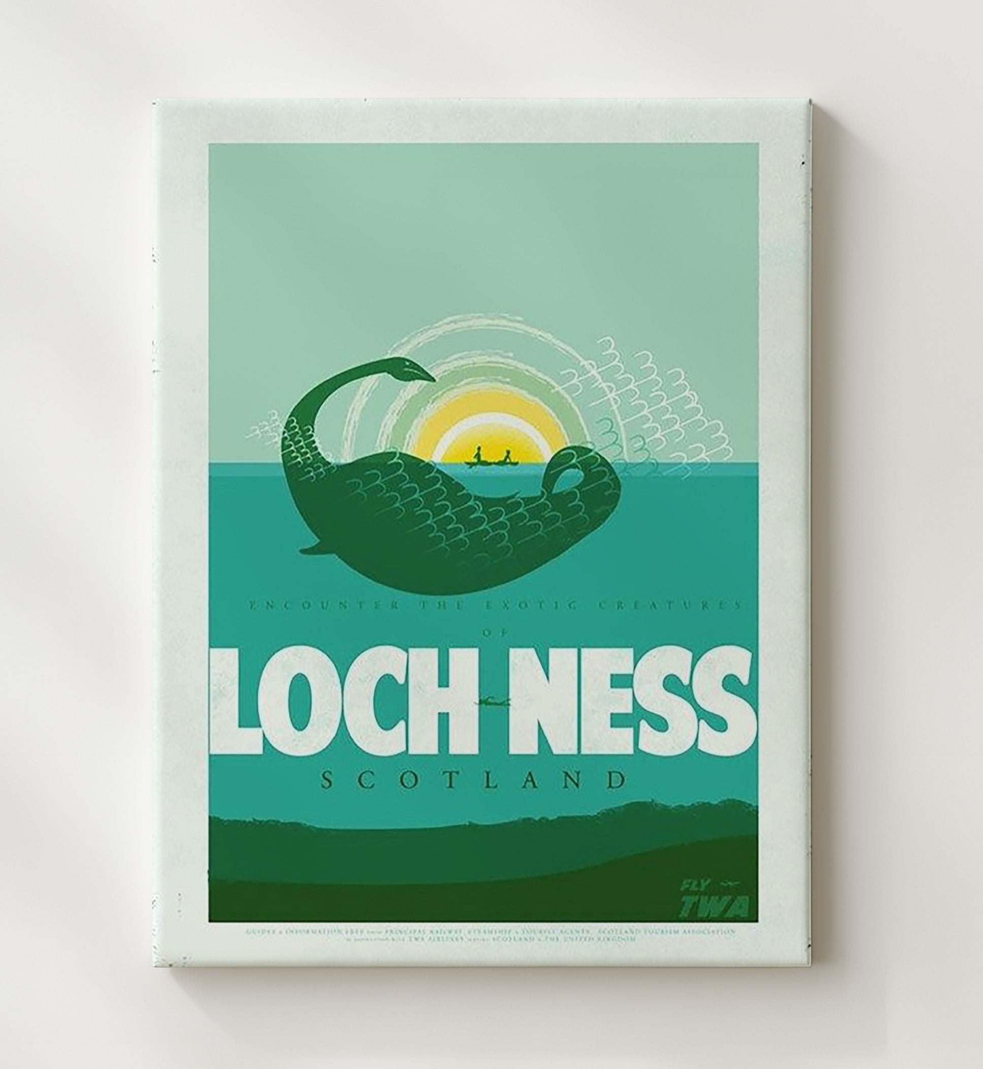 Loch Ness Scotland Vintage Travel Print 20x24 Canvas travel wall art print