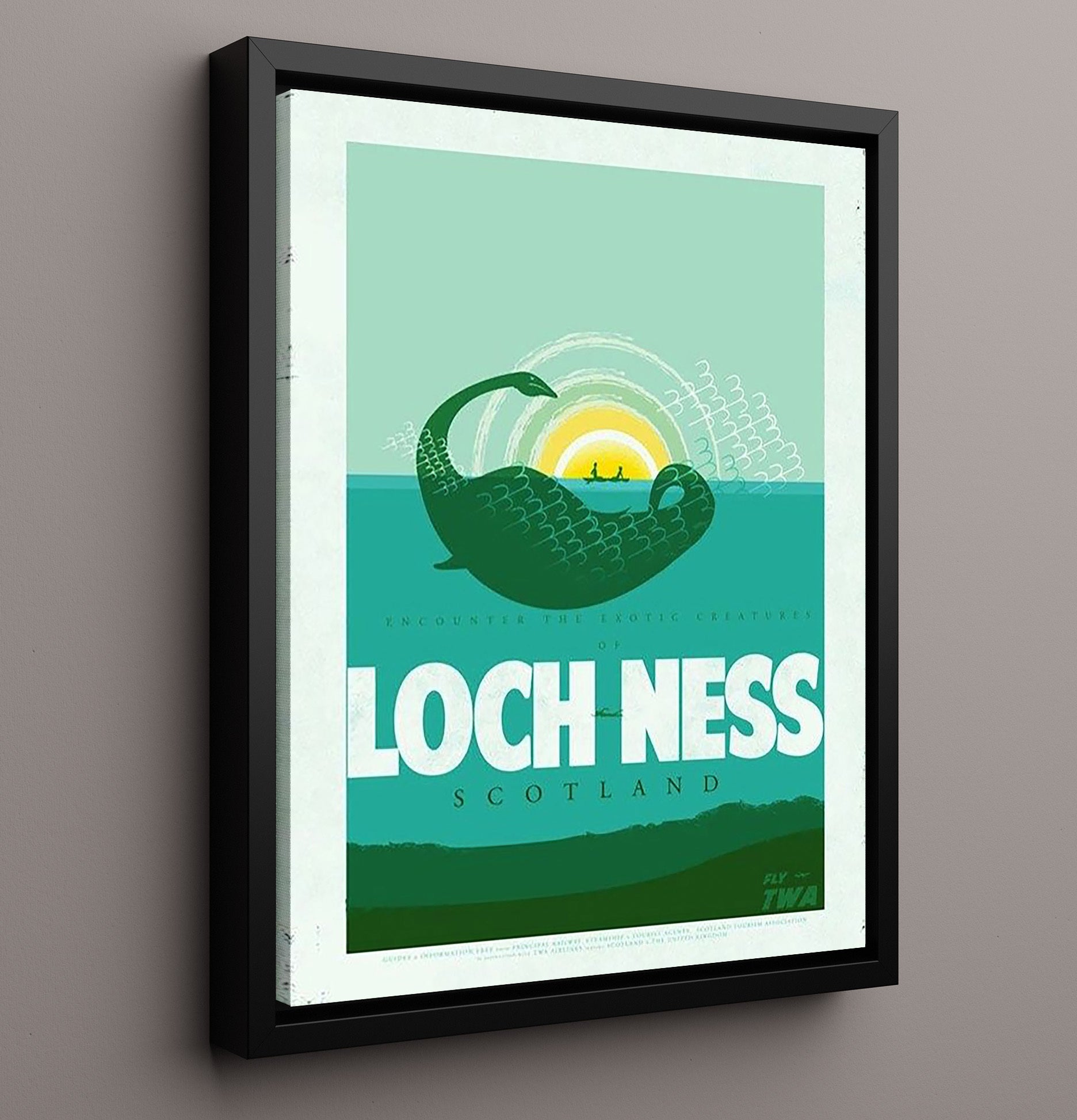 Loch Ness Scotland Vintage Travel Print 16x20 Framed Canvas travel wall art print