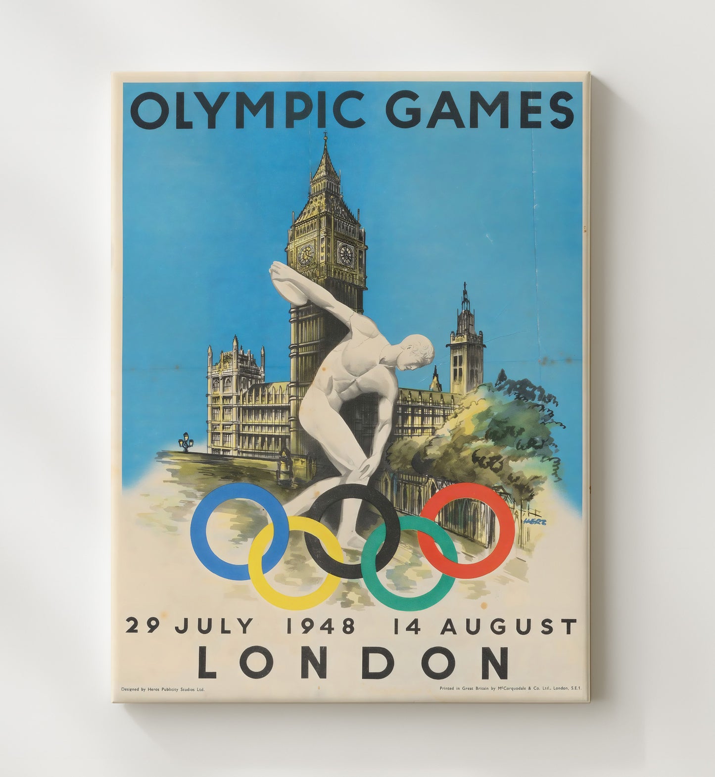 London 1948 Olympics Vintage Travel Print 20x24 Canvas travel wall art print