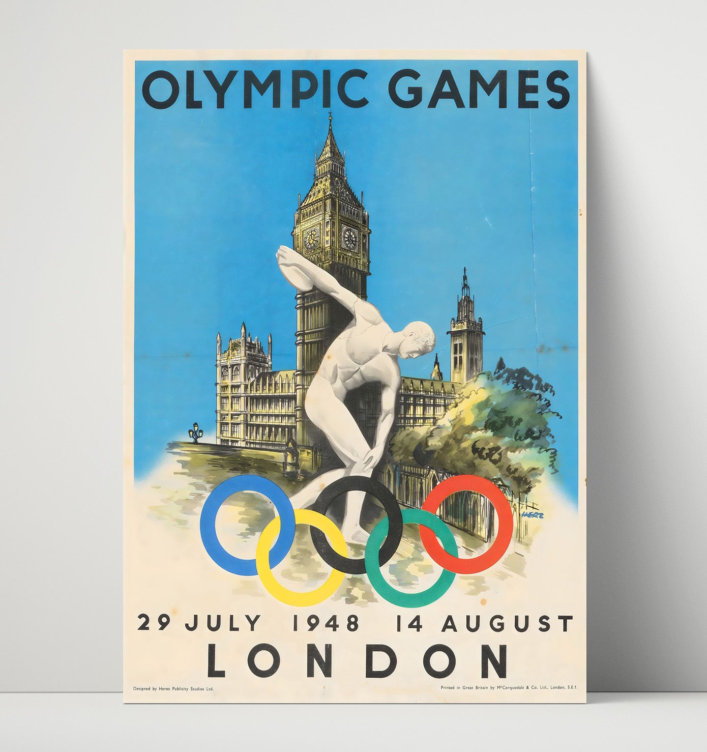 London 1948 Olympics Vintage Travel Print 16x20 Unframed Print travel wall art print