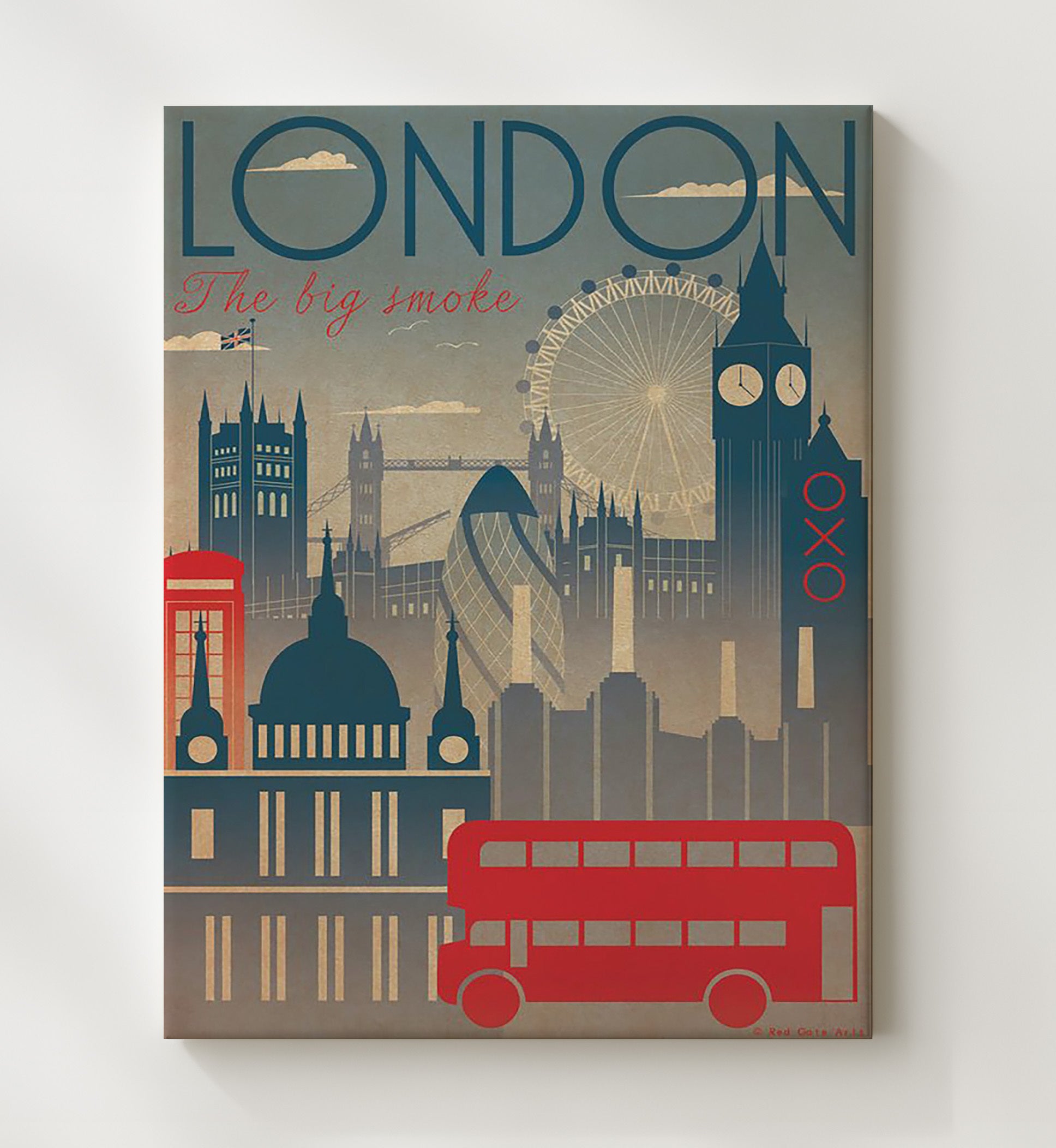 London Big Smoke Vintage Travel Print 20x24 Canvas travel wall art print