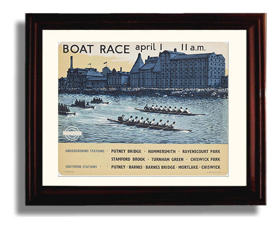 London Boat Race 1 Vintage Travel Print 8x10 Beveled Frame travel wall art print