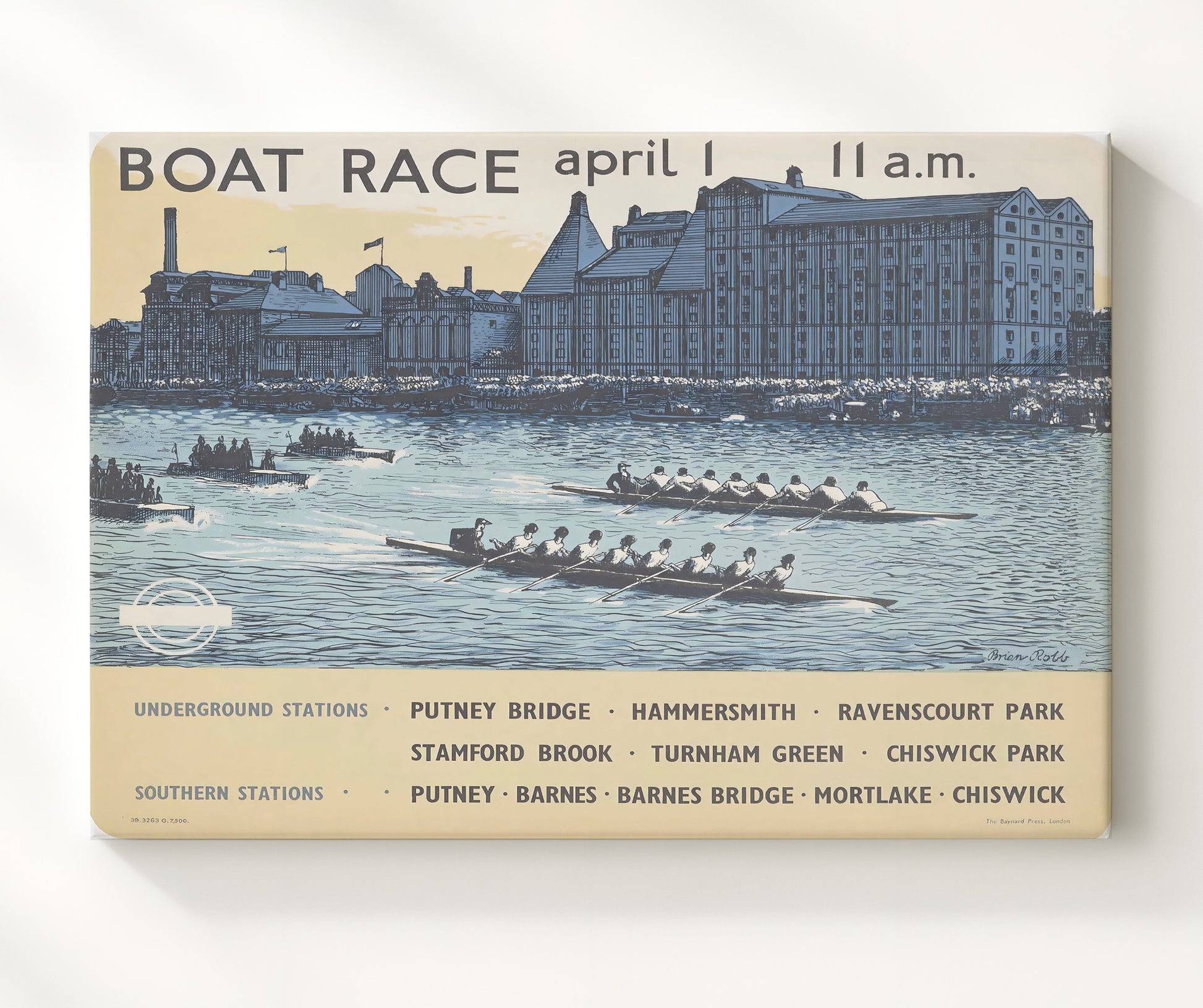 London Boat Race 1 Vintage Travel Print 20x24 Canvas travel wall art print