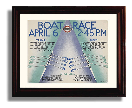 London Boat Race 2 Vintage Travel Print 8x10 Beveled Frame travel wall art print