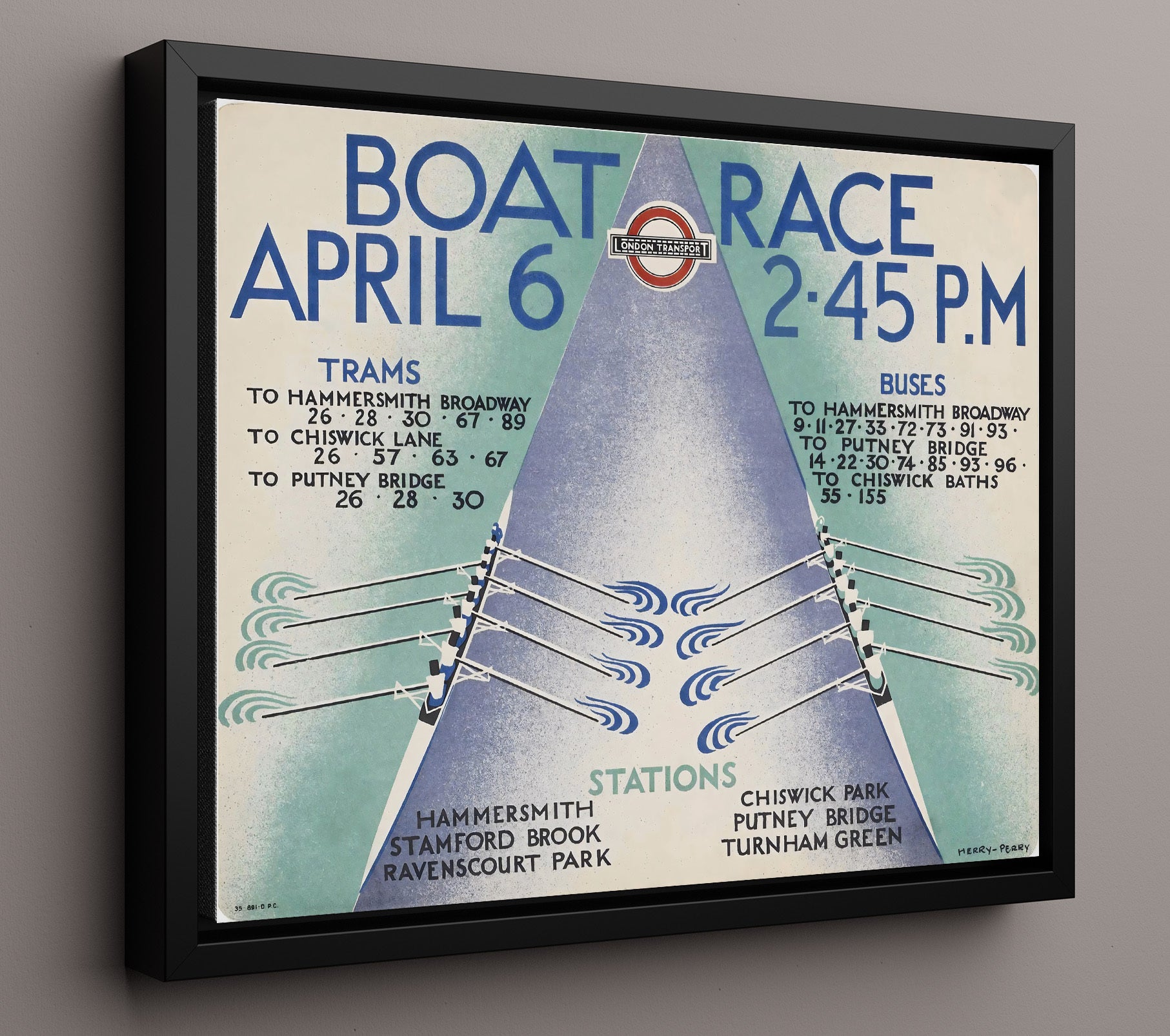 London Boat Race 2 Vintage Travel Print 16x20 Framed Canvas travel wall art print
