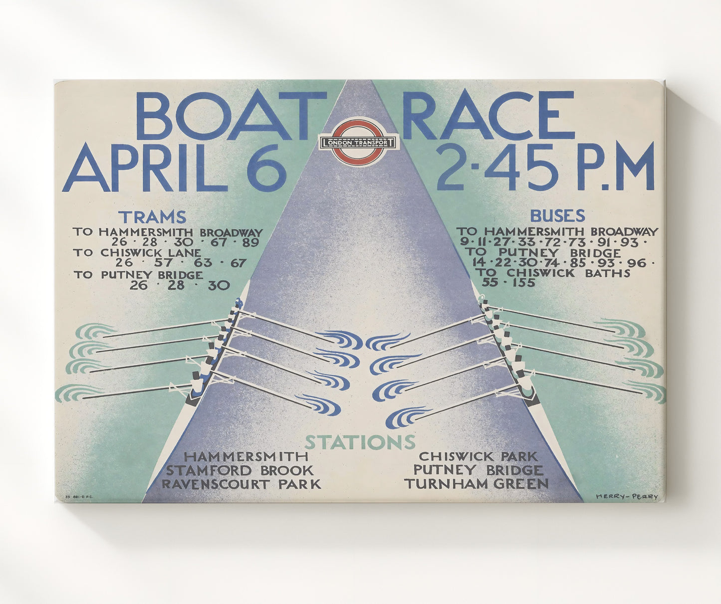London Boat Race 2 Vintage Travel Print 20x24 Canvas travel wall art print