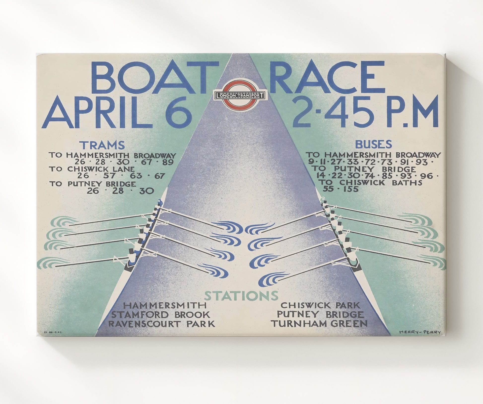 London Boat Race 2 Vintage Travel Print 20x24 Canvas travel wall art print