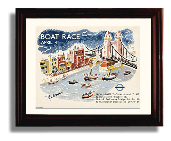 London Boat Race 3 Vintage Travel Print 8x10 Beveled Frame travel wall art print