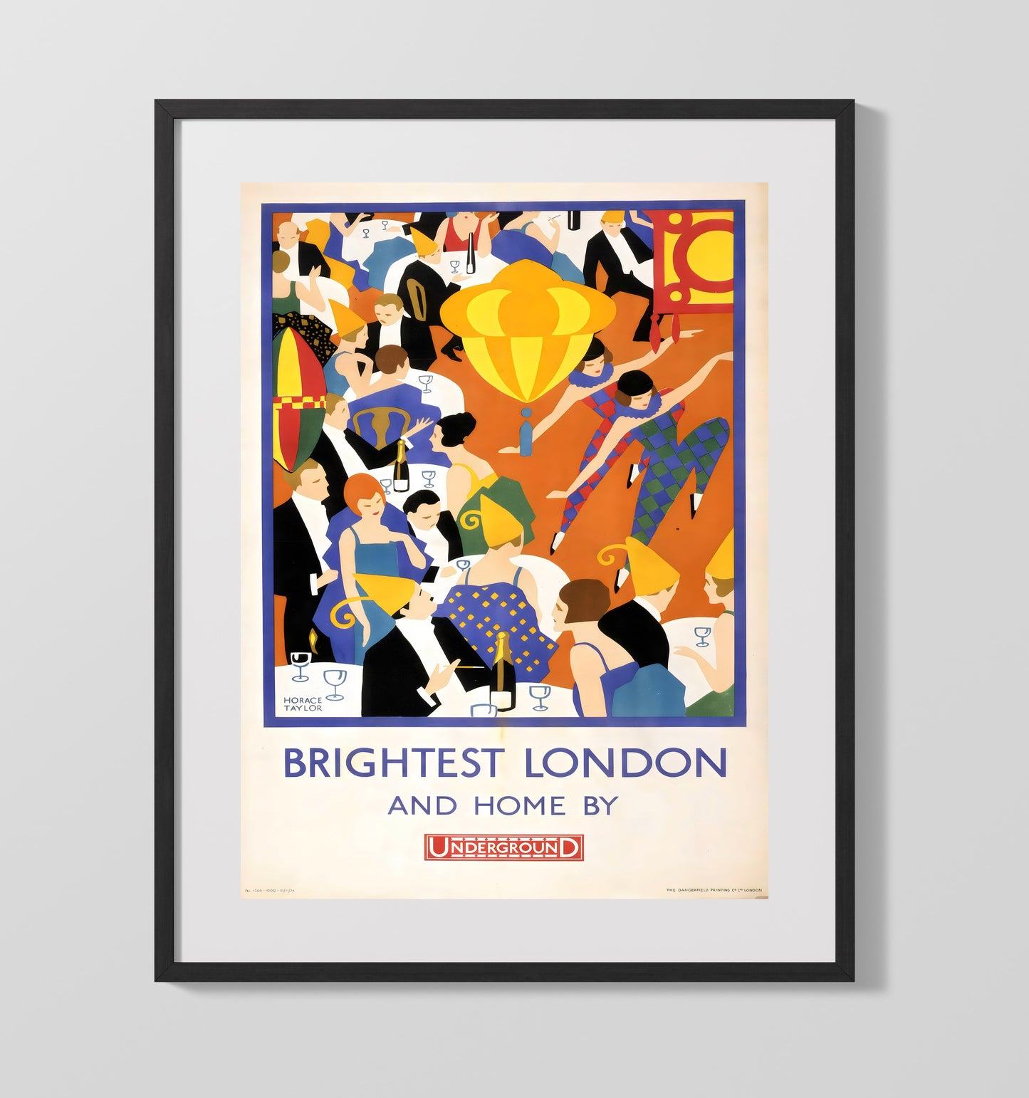 London Brightest London Underground Vintage Travel Print 16x20 Gallery Frame travel wall art print
