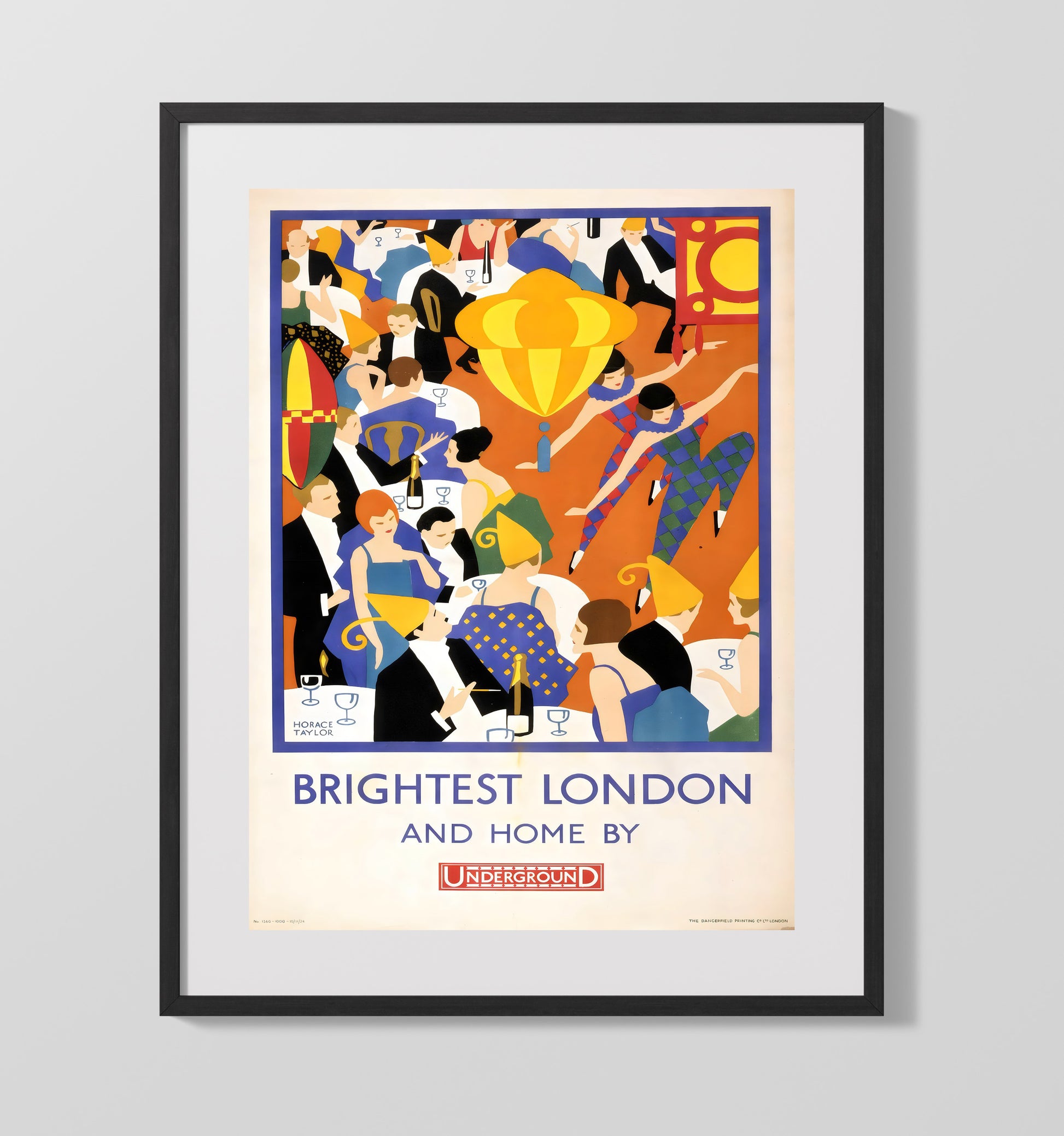 London Brightest London Underground Vintage Travel Print 16x20 Gallery Frame travel wall art print