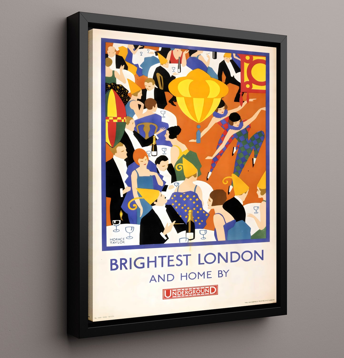 London Brightest London Underground Vintage Travel Print 16x20 Framed Canvas travel wall art print