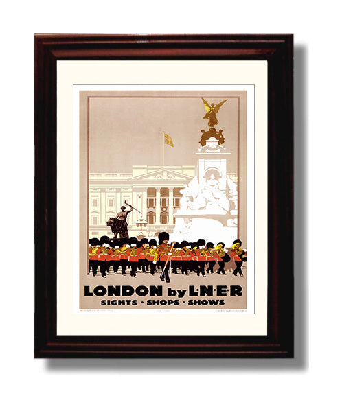London By LNER Vintage Travel Print 8x10 Beveled Frame travel wall art print