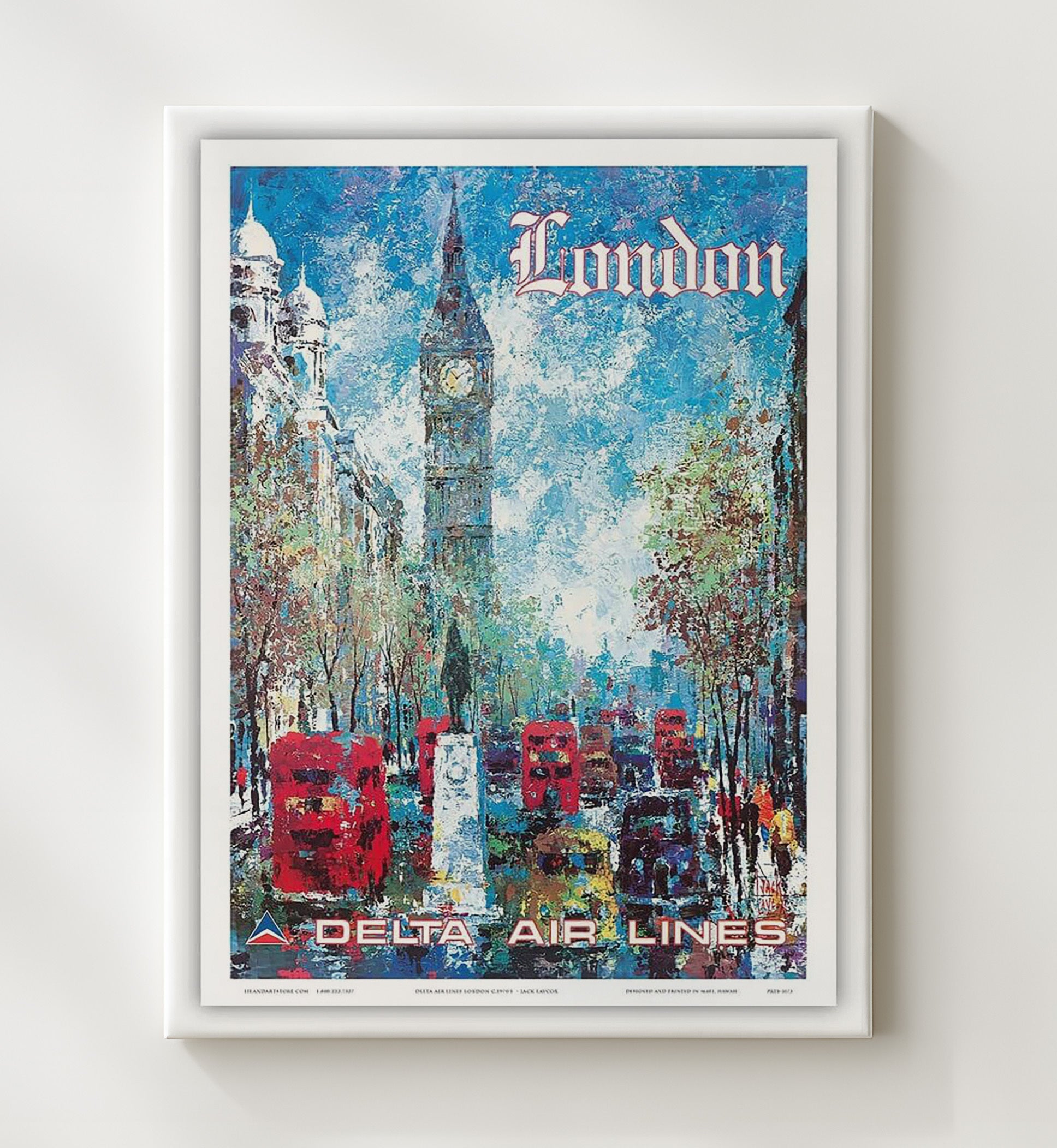 London Delta Airlines Vintage Travel Print 20x24 Canvas travel wall art print