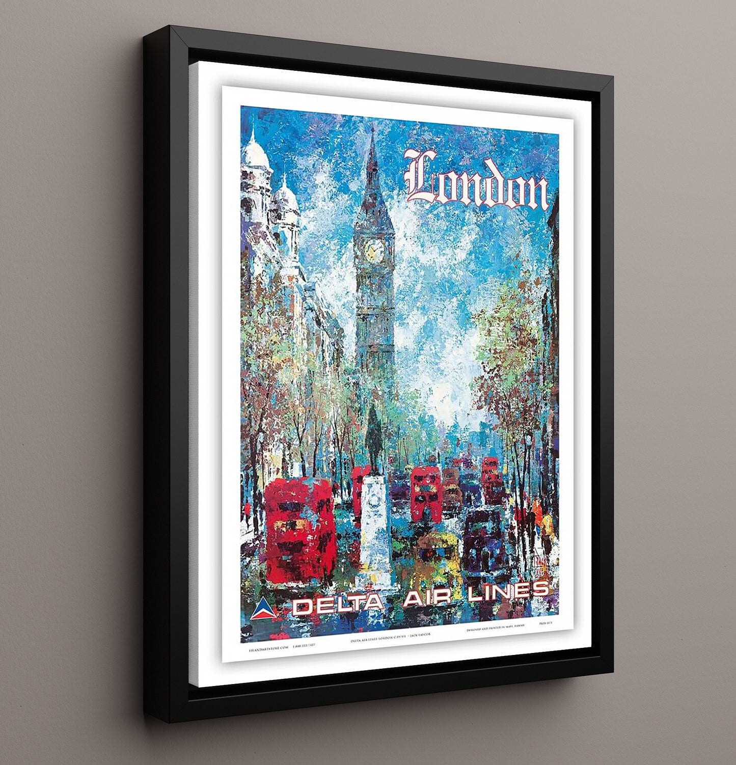 London Delta Airlines Vintage Travel Print 16x20 Framed Canvas travel wall art print